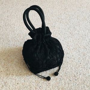 Black Lace Drawstring Purse